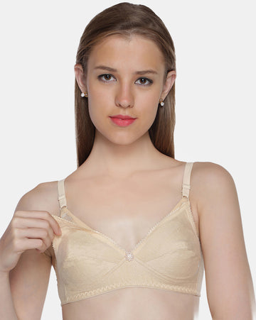 Non-Padded-Non-Wired-Maternity-Bra-Full-Coverage–M.care-Nude-Front