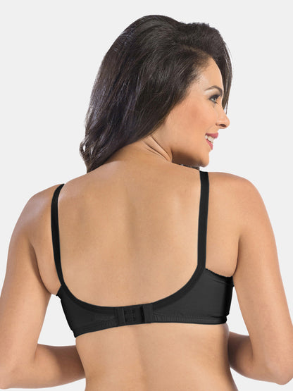 Non-Padded-Non-Wired-Seamless-Cotton-Bra-with-Full-Coverage-and-Adjustable-Straps-Black-Front