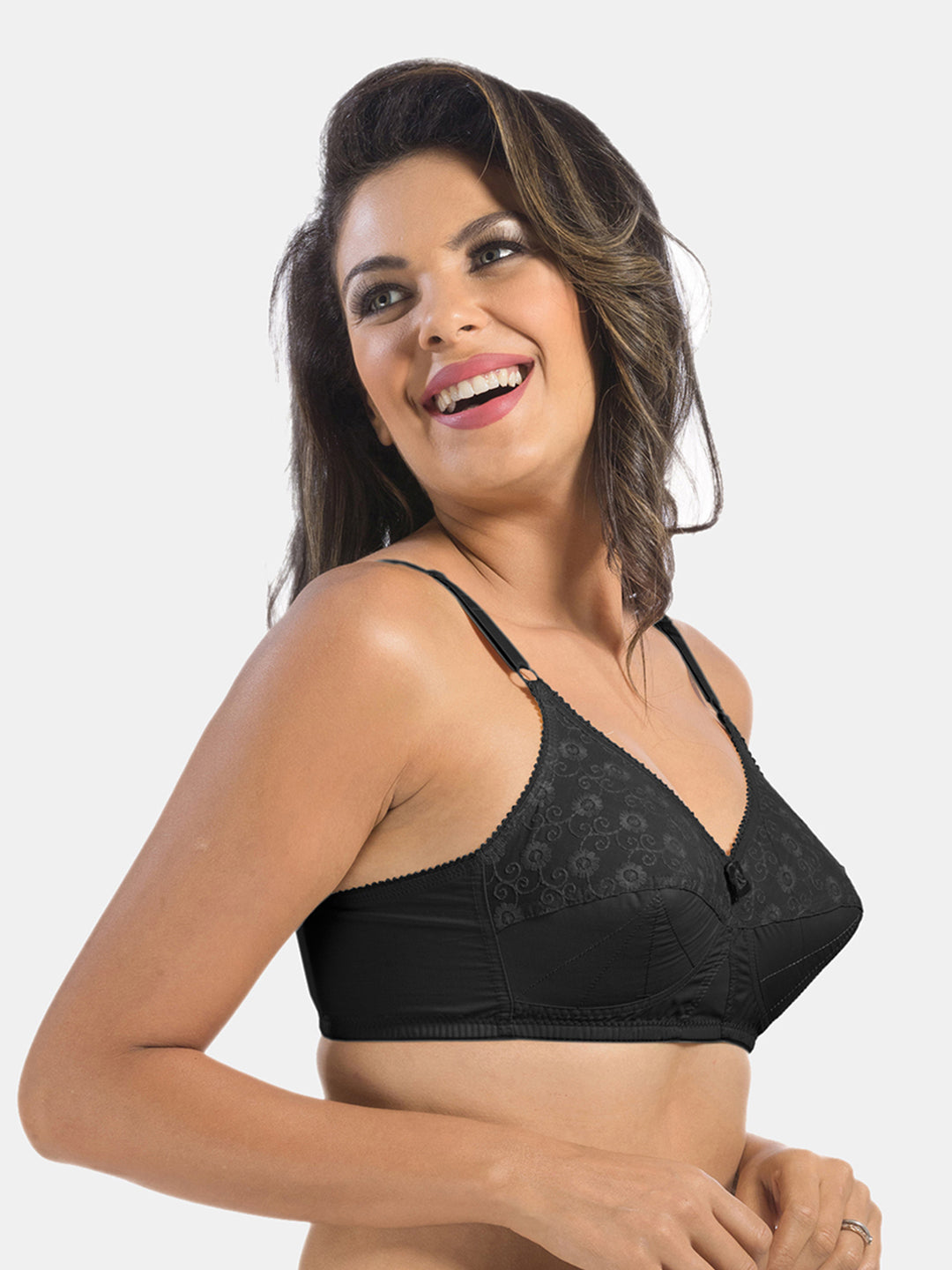 Non-Padded-Non-Wired-Seamless-Cotton-Bra-with-Full-Coverage-and-Adjustable-Straps-Black-Left