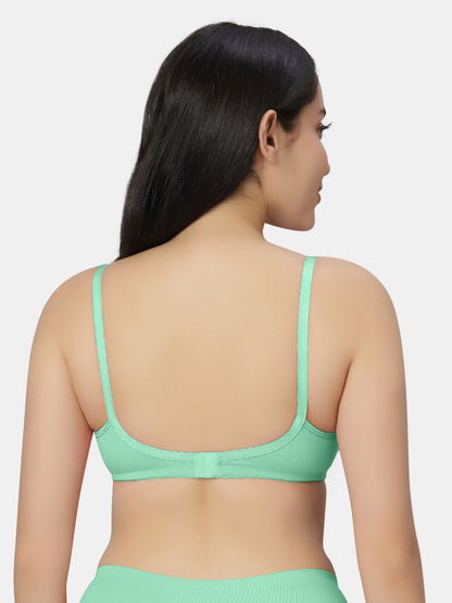 Non-Padded-Non-Wired-T-shirt-Bra-with-Medium-Coverage-in-Cotton-Spandex-Fabric-Basicks-Green-Back