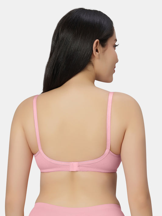 Non-Padded-Non-Wired-T-shirt-Bra-with-Medium-Coverage-in-Cotton-Spandex-Fabric-Basicks-Rose-Back