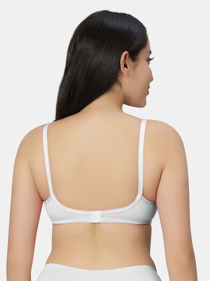 Non-Padded-Non-Wired-T-shirt-Bra-with-Medium-Coverage-in-Cotton-Spandex-Fabric-Basicks-White-Back