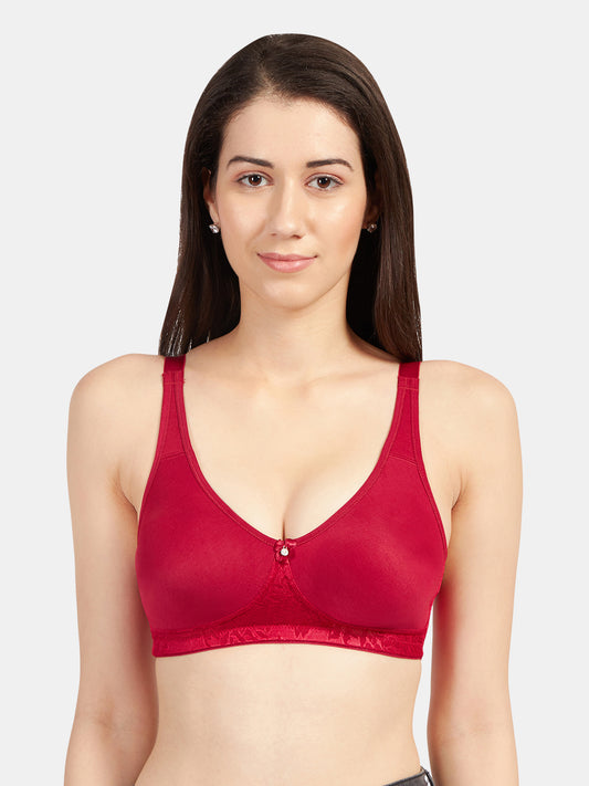 Non-Padded-Non-Wired-T-shirt-Bra-with-Medium-Coverage-in-Polyester-Blink-Maroon-Front
