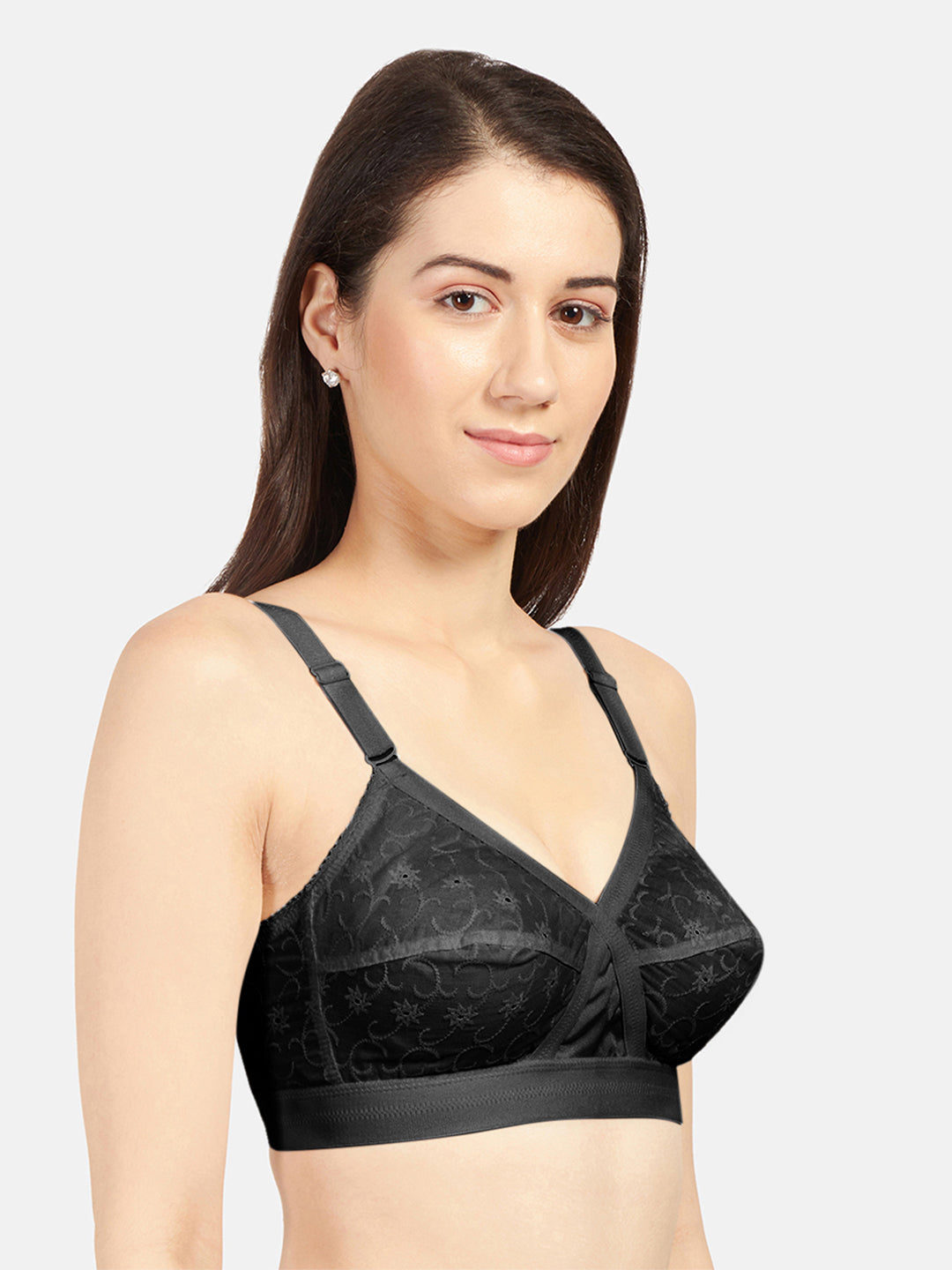 Non-Padded-Pure-Cotton-Bra-Celina-Black-Right