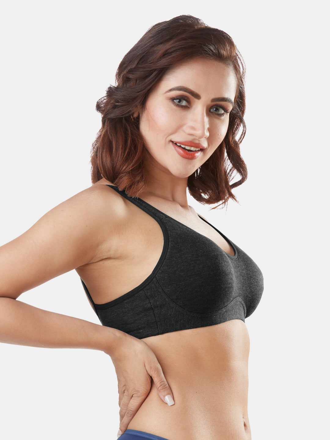 Non-Padded-Wirefree-Cotton-Polyester-Full-Coverage-Everyday-Minimizer-Bra-with-Adjustable-Straps–Minimizer-Black-Right