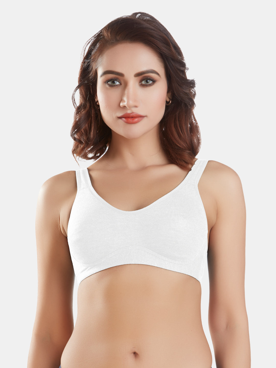 Non-Padded-Wirefree-Cotton-Polyester-Full-Coverage-Everyday-Minimizer-Bra-with-Adjustable-Straps_Minimizer-White-Front