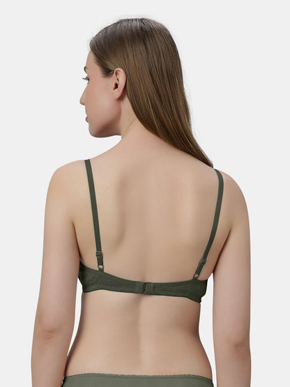 Medium Coverage Non Wired Non Padded Polyester Cotton Everyday Bra with Seamless Cups - Smile