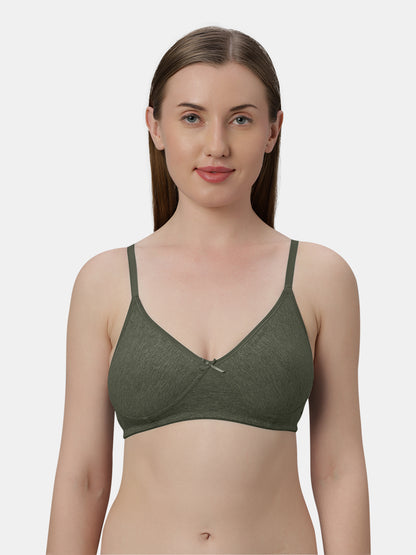 Medium Coverage Non Wired Non Padded Polyester Cotton Everyday Bra with Seamless Cups - Smile