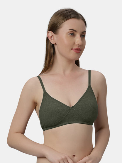 Medium Coverage Non Wired Non Padded Polyester Cotton Everyday Bra with Seamless Cups - Smile