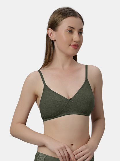Medium Coverage Non Wired Non Padded Polyester Cotton Everyday Bra with Seamless Cups - Smile