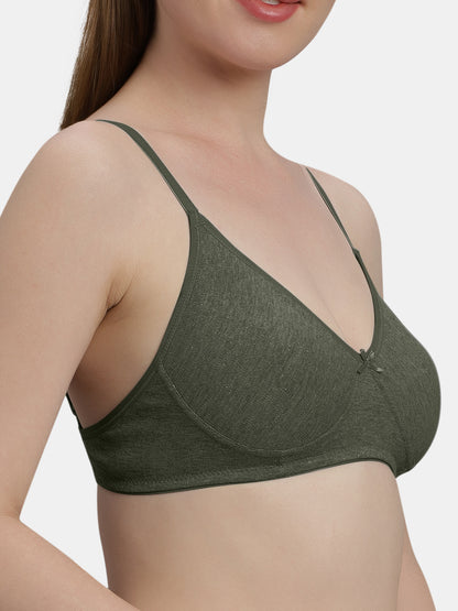 Medium Coverage Non Wired Non Padded Polyester Cotton Everyday Bra with Seamless Cups - Smile