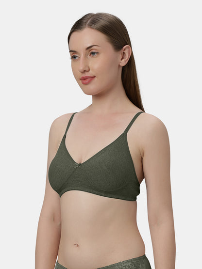 Medium Coverage Non Wired Non Padded Polyester Cotton Everyday Bra with Seamless Cups - Smile