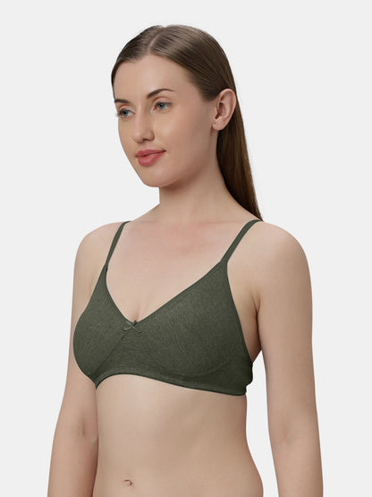 Medium Coverage Non Wired Non Padded Polyester Cotton Everyday Bra with Seamless Cups - Smile
