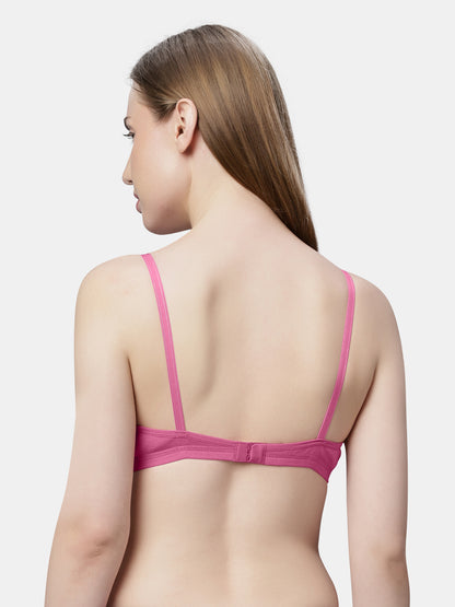 Non Padded Medium Coverage Polyster Cotton Everyday Bra with Adjustable Straps Non Wired and Hook and Eye Closure - Omania