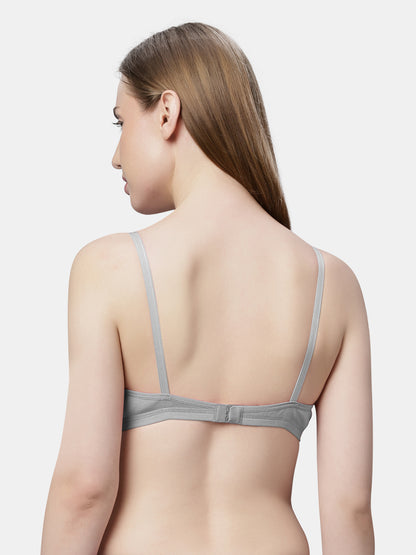 Non Padded Medium Coverage Polyster Cotton Everyday Bra with Adjustable Straps Non Wired and Hook and Eye Closure - Omania