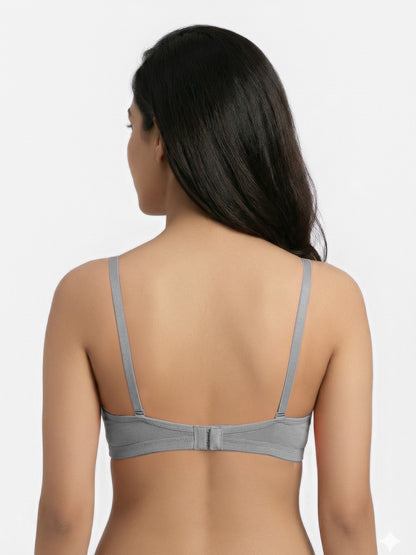Non Padded Medium Coverage Polyster Cotton Everyday Bra with Adjustable Straps Non Wired and Hook and Eye Closure - Omania