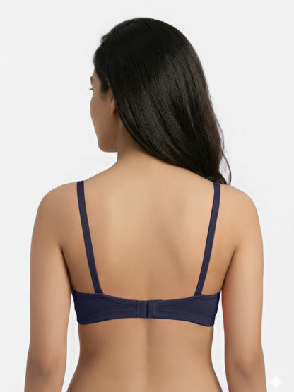 Non Padded Medium Coverage Polyster Cotton Everyday Bra with Adjustable Straps Non Wired and Hook and Eye Closure - Omania