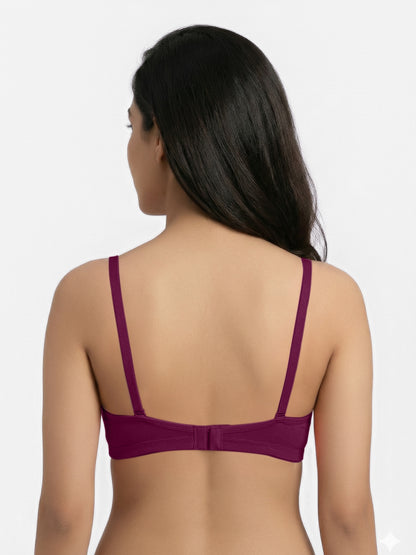 Non Padded Medium Coverage Polyster Cotton Everyday Bra with Adjustable Straps Non Wired and Hook and Eye Closure - Omania