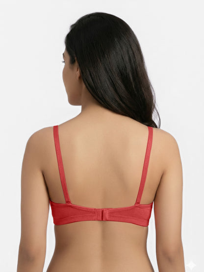 Non Padded Medium Coverage Polyster Cotton Everyday Bra with Adjustable Straps Non Wired and Hook and Eye Closure - Omania