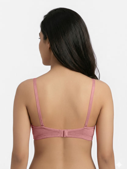 Non Padded Medium Coverage Polyster Cotton Everyday Bra with Adjustable Straps Non Wired and Hook and Eye Closure - Omania