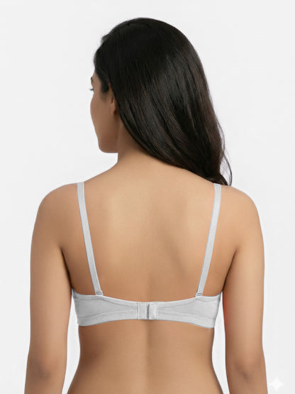 Non Padded Medium Coverage Polyster Cotton Everyday Bra with Adjustable Straps Non Wired and Hook and Eye Closure - Omania