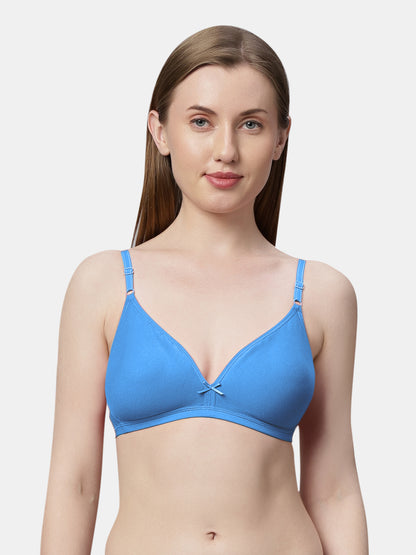 Non Padded Medium Coverage Polyster Cotton Everyday Bra with Adjustable Straps Non Wired and Hook and Eye Closure - Omania