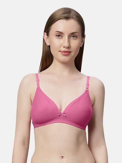 Non Padded Medium Coverage Polyster Cotton Everyday Bra with Adjustable Straps Non Wired and Hook and Eye Closure - Omania