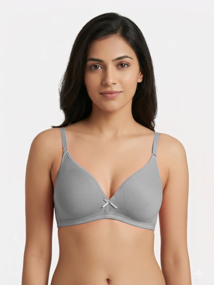 Non Padded Medium Coverage Polyster Cotton Everyday Bra with Adjustable Straps Non Wired and Hook and Eye Closure - Omania