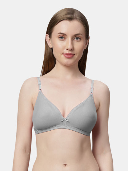Non Padded Medium Coverage Polyster Cotton Everyday Bra with Adjustable Straps Non Wired and Hook and Eye Closure - Omania