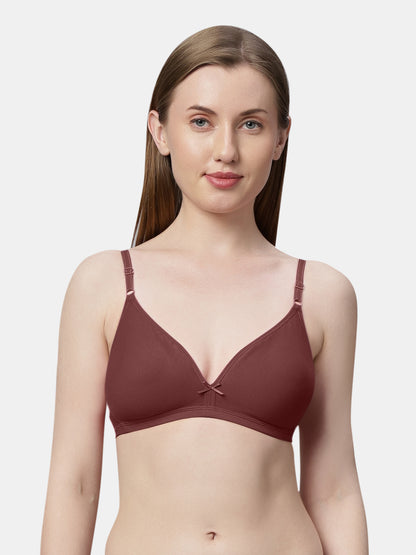 Non Padded Medium Coverage Polyster Cotton Everyday Bra with Adjustable Straps Non Wired and Hook and Eye Closure - Omania