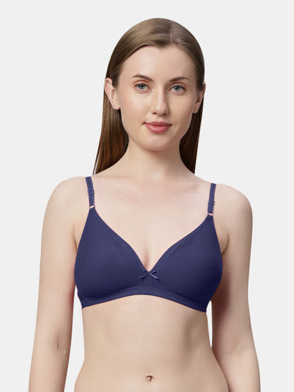 Non Padded Medium Coverage Polyster Cotton Everyday Bra with Adjustable Straps Non Wired and Hook and Eye Closure - Omania