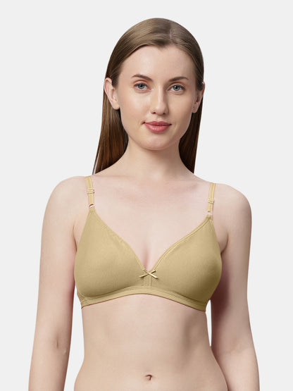 Non Padded Medium Coverage Polyster Cotton Everyday Bra with Adjustable Straps Non Wired and Hook and Eye Closure - Omania