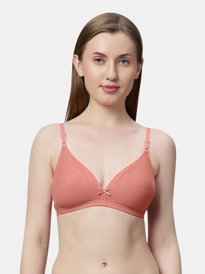 Non Padded Medium Coverage Polyster Cotton Everyday Bra with Adjustable Straps Non Wired and Hook and Eye Closure - Omania