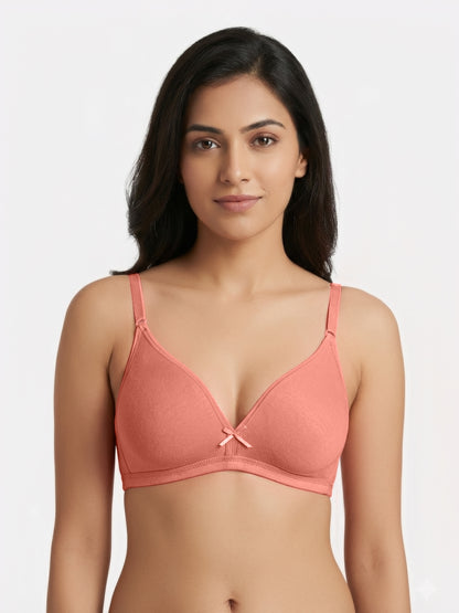 Non Padded Medium Coverage Polyster Cotton Everyday Bra with Adjustable Straps Non Wired and Hook and Eye Closure - Omania