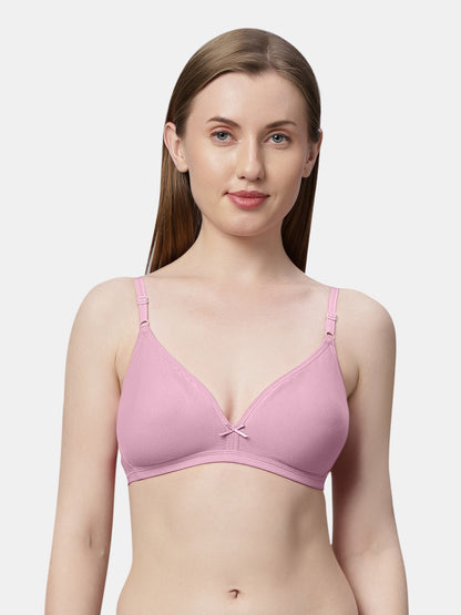 Non Padded Medium Coverage Polyster Cotton Everyday Bra with Adjustable Straps Non Wired and Hook and Eye Closure - Omania