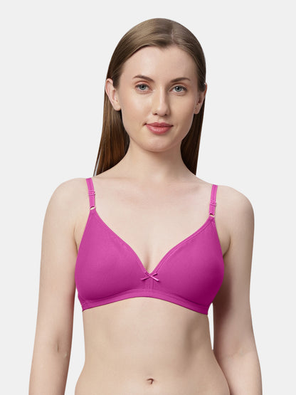 Non Padded Medium Coverage Polyster Cotton Everyday Bra with Adjustable Straps Non Wired and Hook and Eye Closure - Omania