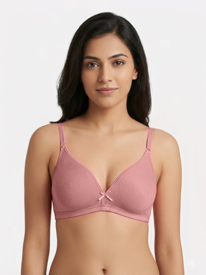 Non Padded Medium Coverage Polyster Cotton Everyday Bra with Adjustable Straps Non Wired and Hook and Eye Closure - Omania