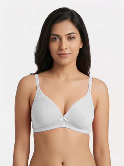 Non Padded Medium Coverage Polyster Cotton Everyday Bra with Adjustable Straps Non Wired and Hook and Eye Closure - Omania