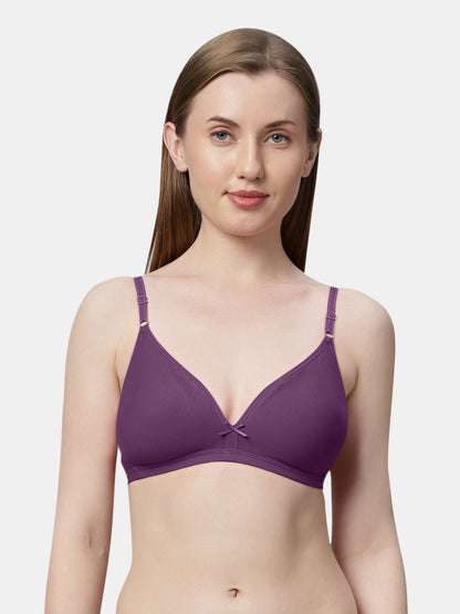 Non Padded Medium Coverage Polyster Cotton Everyday Bra with Adjustable Straps Non Wired and Hook and Eye Closure - Omania