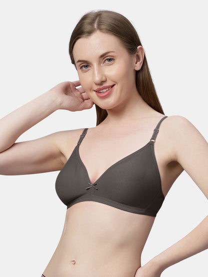 Non Padded Medium Coverage Polyster Cotton Everyday Bra with Adjustable Straps Non Wired and Hook and Eye Closure - Omania