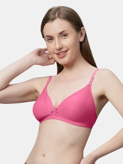 Non Padded Medium Coverage Polyster Cotton Everyday Bra with Adjustable Straps Non Wired and Hook and Eye Closure - Omania