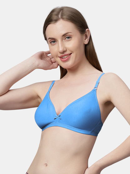 Non Padded Medium Coverage Polyster Cotton Everyday Bra with Adjustable Straps Non Wired and Hook and Eye Closure - Omania