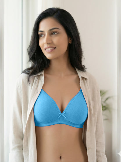 Non Padded Medium Coverage Polyster Cotton Everyday Bra with Adjustable Straps Non Wired and Hook and Eye Closure - Omania