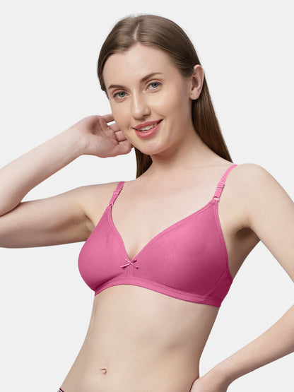 Non Padded Medium Coverage Polyster Cotton Everyday Bra with Adjustable Straps Non Wired and Hook and Eye Closure - Omania