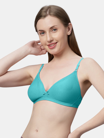 Non Padded Medium Coverage Polyster Cotton Everyday Bra with Adjustable Straps Non Wired and Hook and Eye Closure - Omania