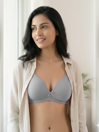 Non Padded Medium Coverage Polyster Cotton Everyday Bra with Adjustable Straps Non Wired and Hook and Eye Closure - Omania