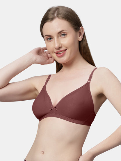 Non Padded Medium Coverage Polyster Cotton Everyday Bra with Adjustable Straps Non Wired and Hook and Eye Closure - Omania