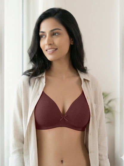 Non Padded Medium Coverage Polyster Cotton Everyday Bra with Adjustable Straps Non Wired and Hook and Eye Closure - Omania
