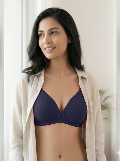 Non Padded Medium Coverage Polyster Cotton Everyday Bra with Adjustable Straps Non Wired and Hook and Eye Closure - Omania