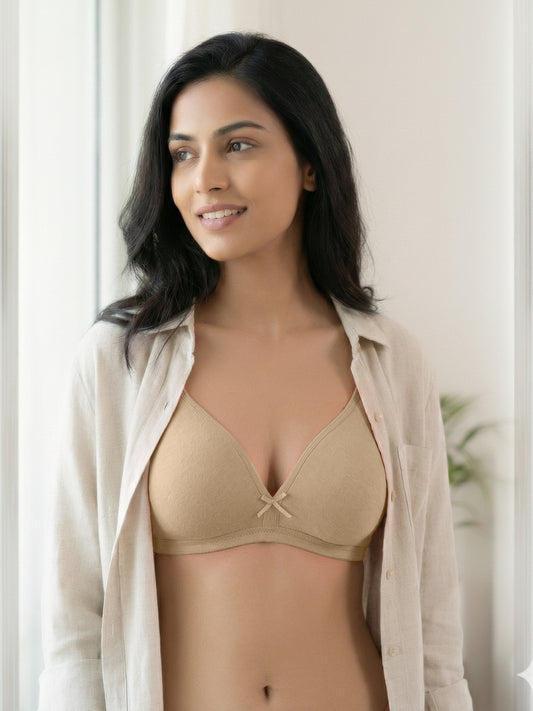 Non Padded Wirefree Medium Coverage Polyester Cotton Everyday Bra with Adjustable Straps – OMANIA